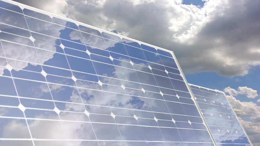 Solar panel cloud reflection time lapse