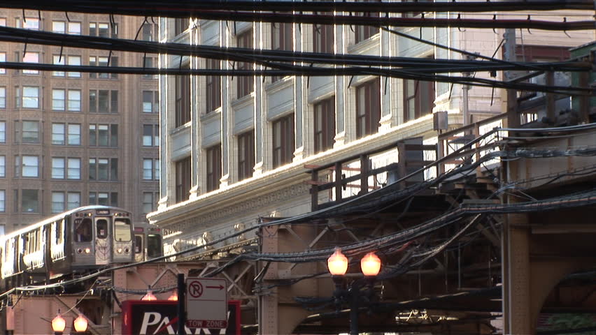 View of Elevated train coming towards the camera in Chicago United States