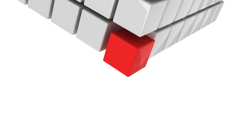 Red cube getting detached and falling down concept alpha included
