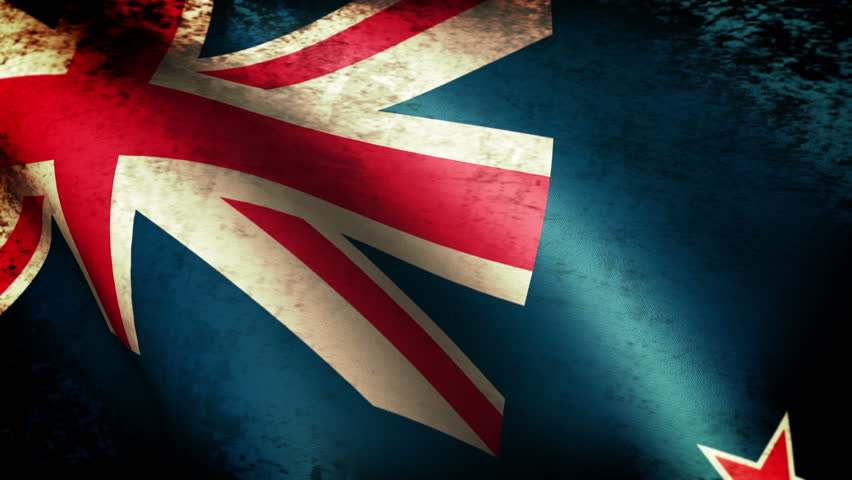 New Zealand Flag Waving, grunge look