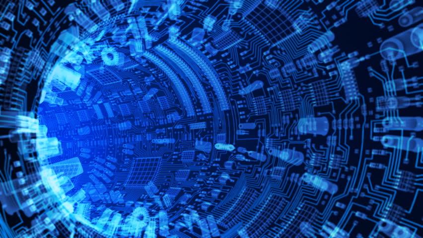 Abstract Hardware tunnel. Loop high technology 3d animation. Full HDTV