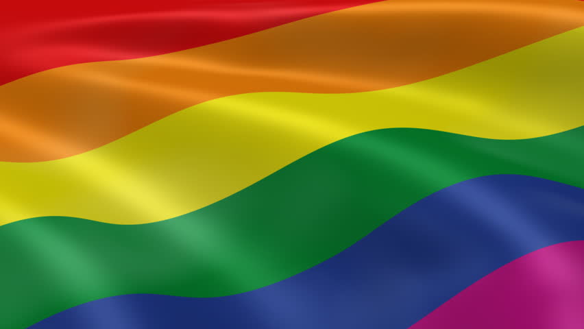 Gay pride flag in the wind. Part of a series.