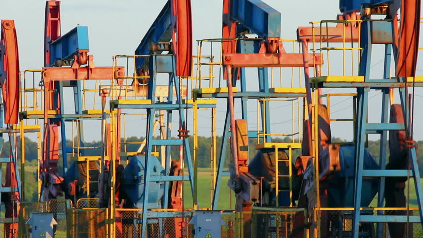 many working oil pumps - timelapse