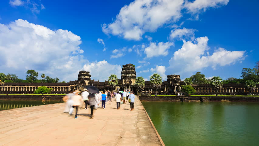 SIEM REAP - OCT 21: Timelapse view of a Neak Pean temple at Angkor. 21 October 2011 in Siem Reap, Cambodia.