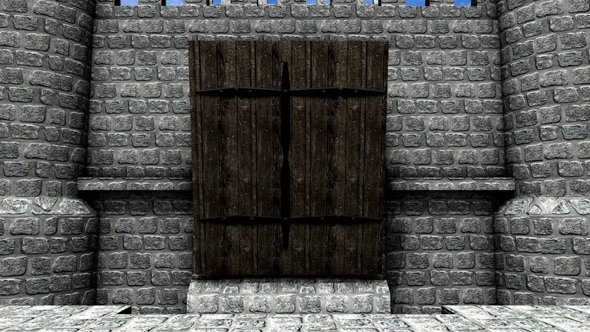 CG castle drawbridge, front view.