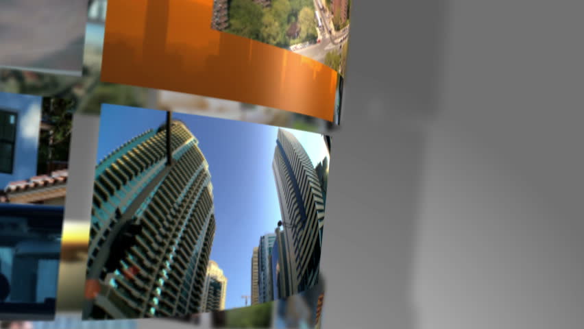 Montage 3D revolving images professional architect building modern homes for the future