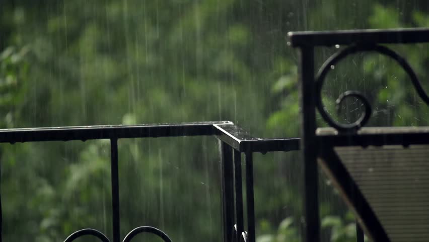 Hammered fence under the rain