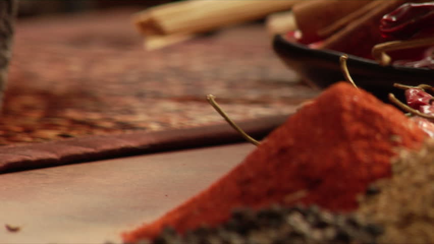 macro pan over mexican spices