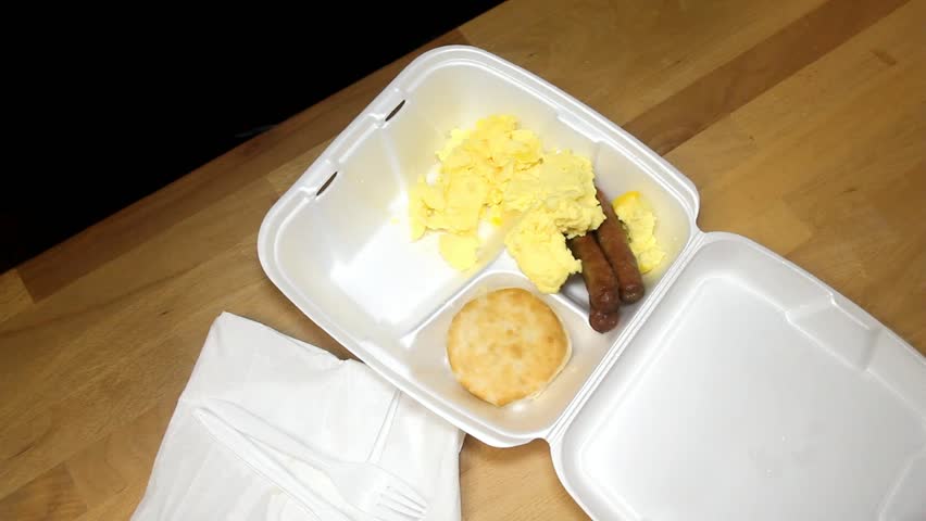 Biscuit Getting Smaller In And Out Of Styrofoam Breakfast Tray 