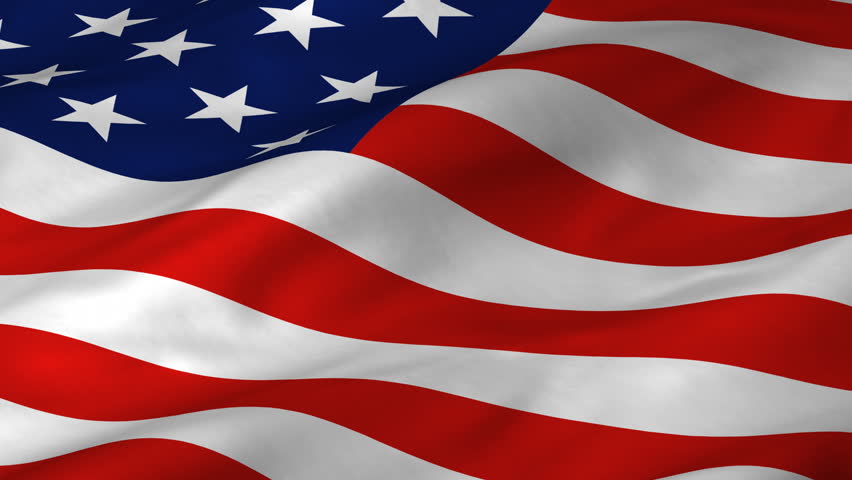 A beautiful satin finish looping flag animation of the USA.    A fully digital rendering using the official flag design in a waving, full frame composition.  The animation loops at 10 seconds.  