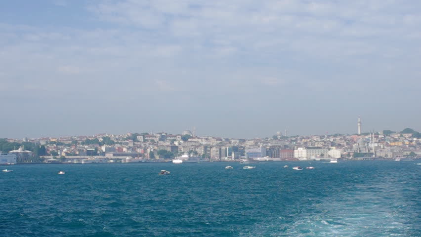 ISTANBUL, TURKEY - MAY 22: People travel along Bosporus on MAY 22, 2012 in Istanbul. Bosphorus is the world's narrowest strait used for international navigation.