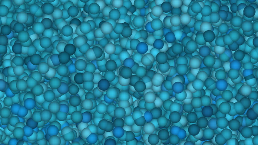 Blue spheres moving randomly about.