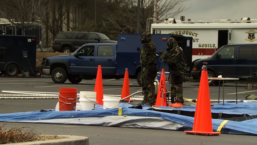PROVIDENCE, RHODE ISLAND - SEPTEMBER 16, 2010: Hazmat emergency response drill