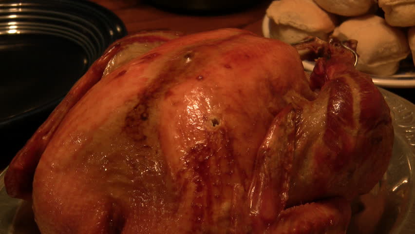 Carving a Thanksgiving Day turkey.