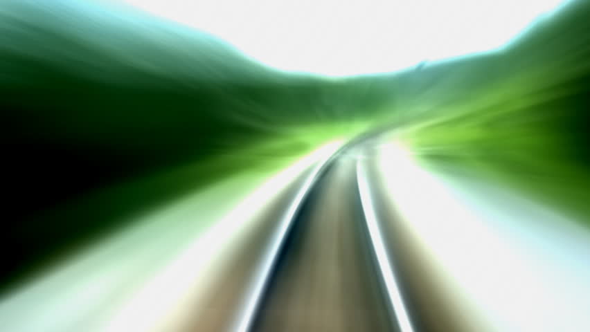 Railroad tracks in moving, SEAMLESS LOOP. Perfect for title background or logo creation.