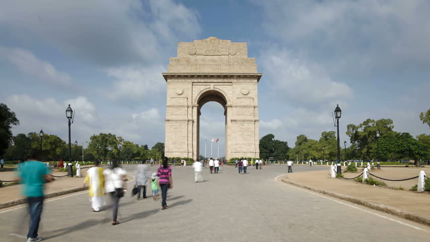 OLD DELHI, INDIA - CIRCA MAY 2011: the 42 meter high India Gate is at the eastern end of Rajpath.