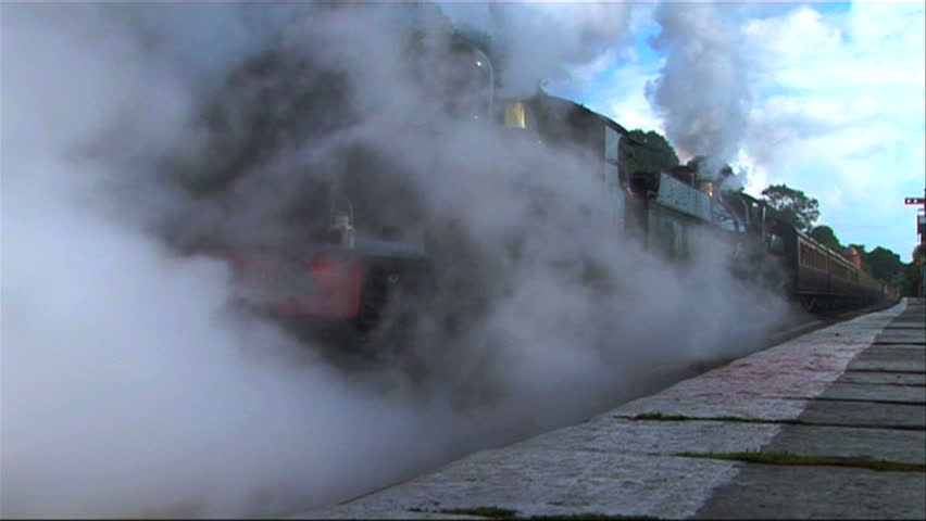 Steam engine & carriages at the station