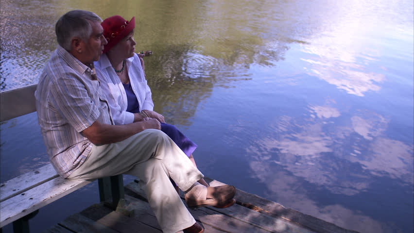 A senior couple on a jetty