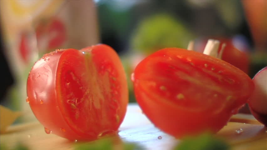 Cooking salad sequence. Vegetables table- top.