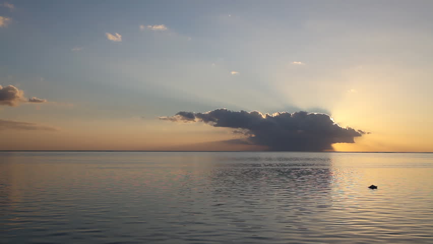 Magnificent Sunset over Manihi Lagoon in French Polynesia. (Realtime)