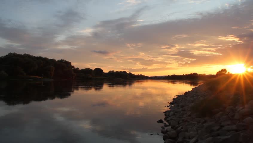 Sunset on the Elbe river in Saxony-Anhalt / Germany