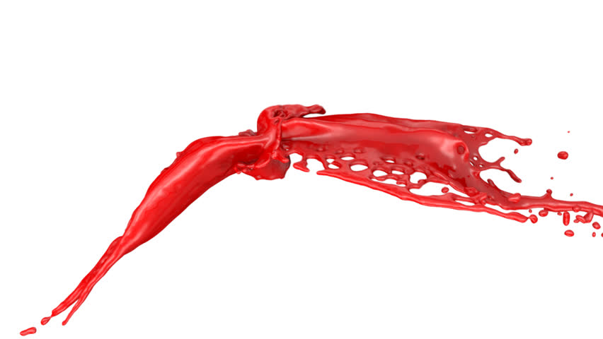 red paint splashes collide in slow motion isolated on white (FULL HD)