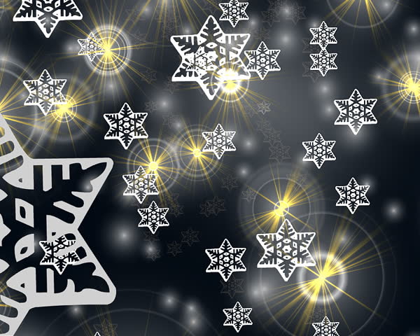 Christmas background dark night with stars and snowflakes - 100% LOOP. 