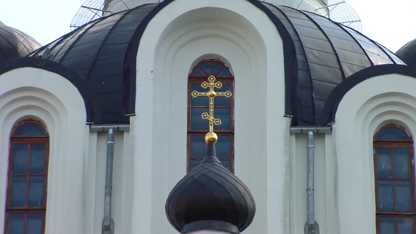 Ivatsevichi, Belarus. Church of Our Lady of the "Reigning". The cross on the dome of the Church.