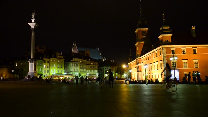Old Town at night panoramic view, Warsaw, Poland