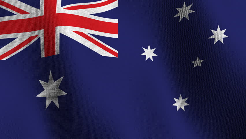Flag of Australia waving in the wind  - very highly detailed fabric texture - seamless looping