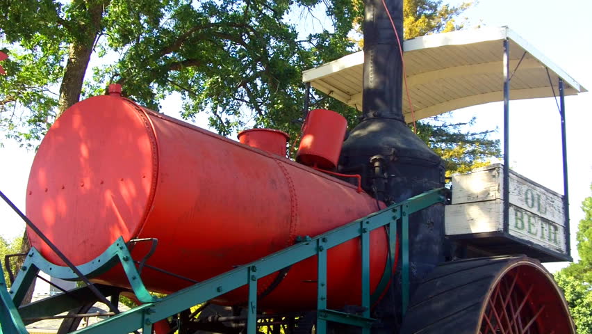 ANGELS CAMP, CA/USA â May 15, 2012: An old west steam tractor on display at the Mining Museum circa 2012 in Angels Camp, CA. This museum faces closure due to a decline in tourism.