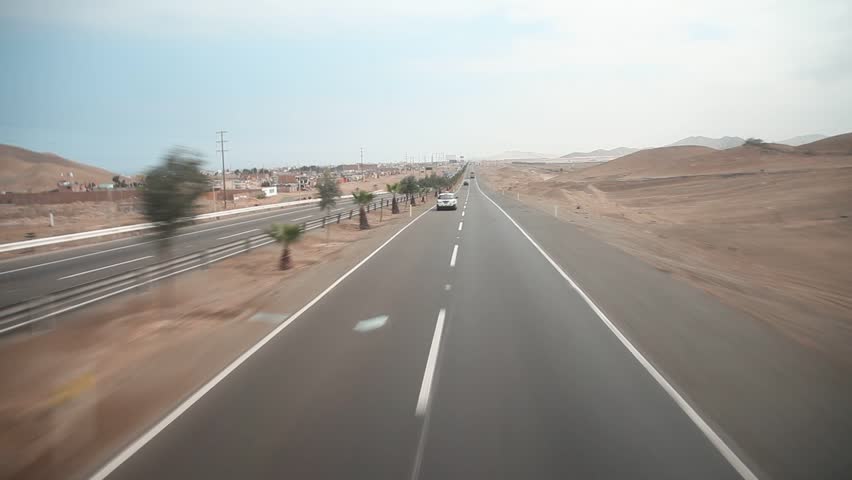 driving on the Panamericana Roas in South America, Peru