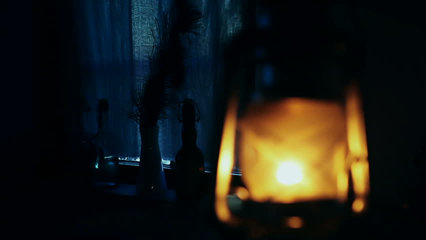 Old kerosene lamp in cottage