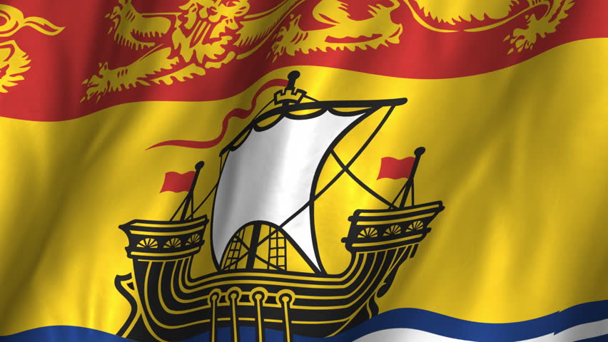 A beautiful satin finish looping flag animation of New Brunswick.  A fully digital rendering using the official flag design in a waving, full frame composition.  The animation loops at 10 seconds.  