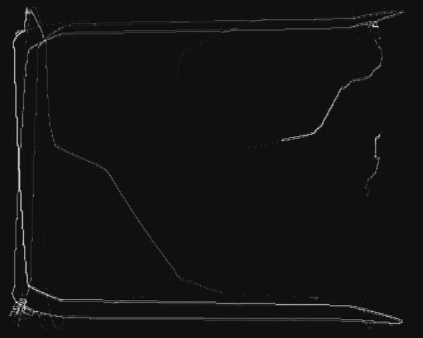 Vector-style point tracks around the screen leaving trails