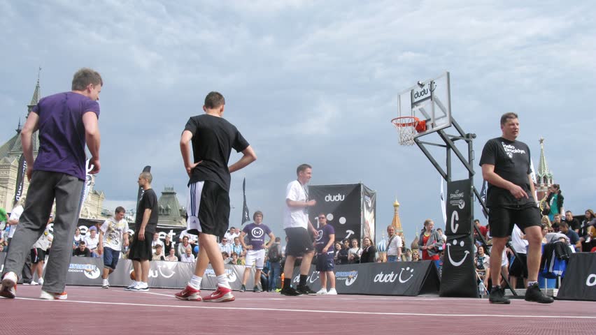 MOSCOW - MAY 27 : (Timelapse View) Basketball teams participate in 8th forum Is ready to work and defense on Red Square, on May 27, 2012 in Moscow, Russia