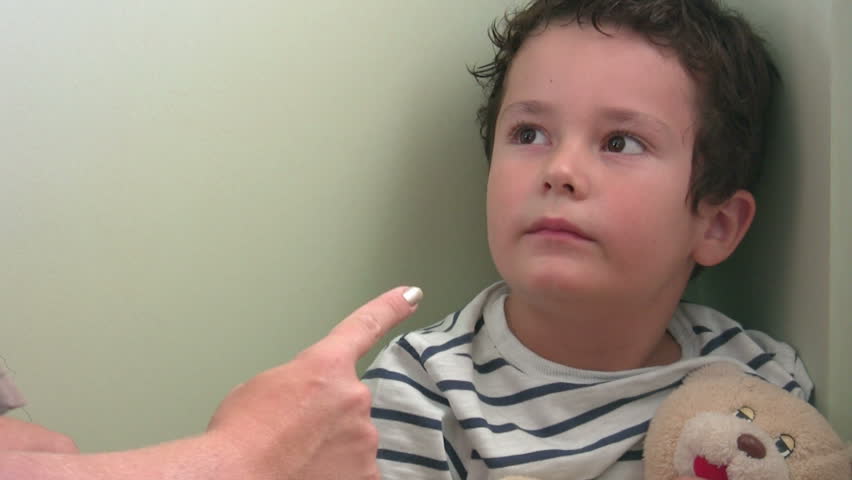 Frightened little boy crying