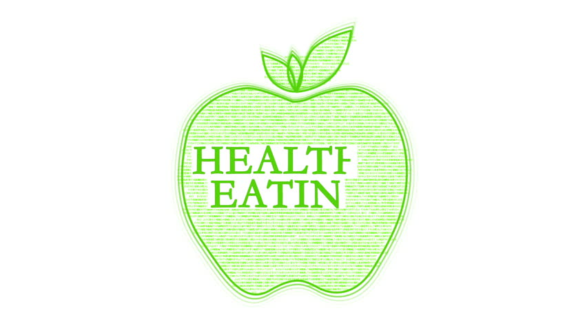 Nutrition Words forming Apple against white, Healthy Eating