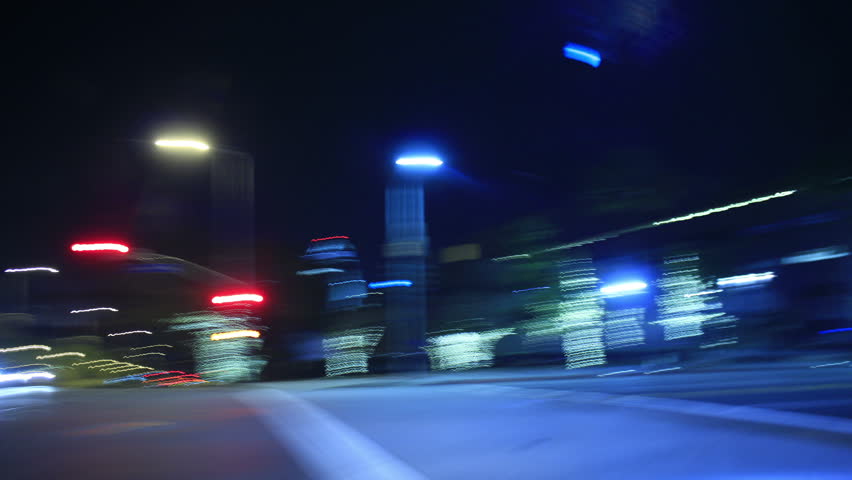 Driving Timelapse Night 28 Los Angeles Downtown VJ Loop