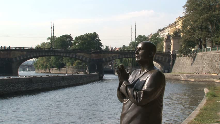 Prague, Czech Republic - July 2012: The statue of Harmony which sits along the Vltava river