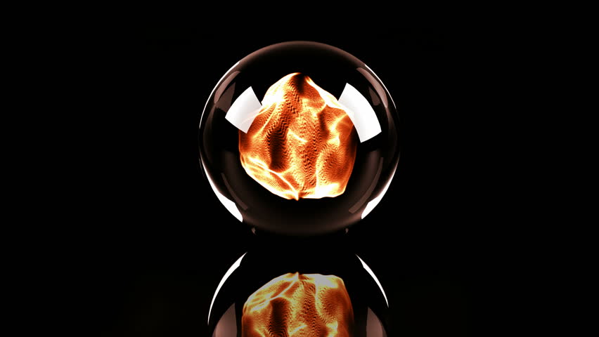 glass sphere with fiery ball inside