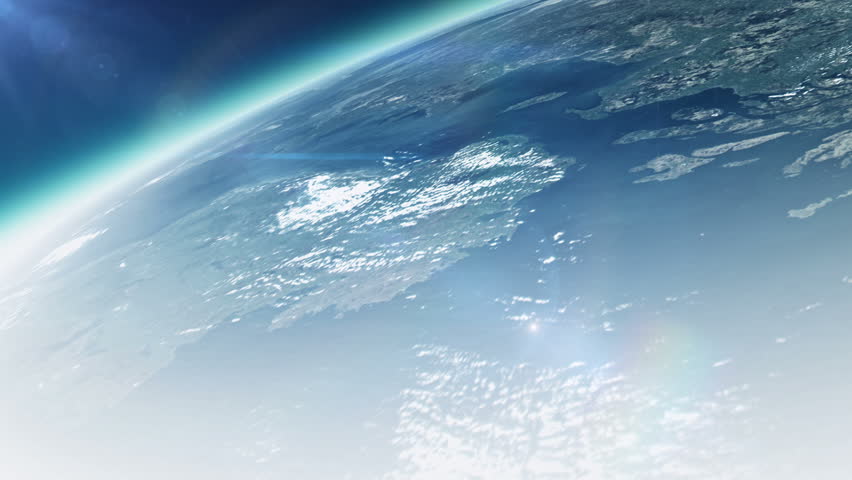 Planet earth with sunrise in space