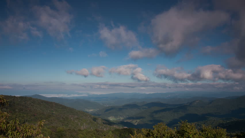 Blue Ridge Parkway Mountain View Cloud Sky Landscape Time-Lapse Video
