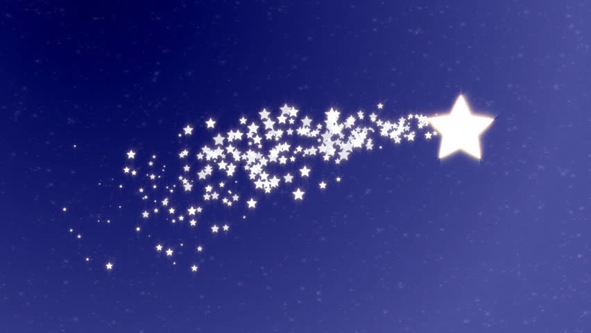 Flying Christmas star on blue background, Loopable HD 720p