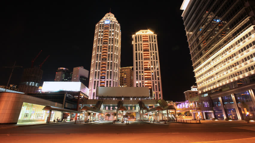 TAIPEI, TAIWAN -  SEPTEMBER 10, 2012:  Time lapse of a bus station at New Taipei City bus stop with people wait for the bus