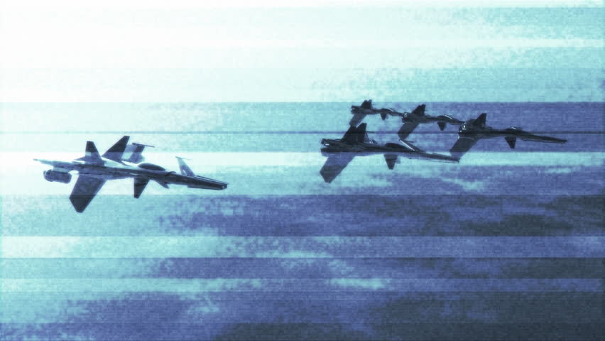 High tech Jet Fighter over Mountains slow motion 3D render