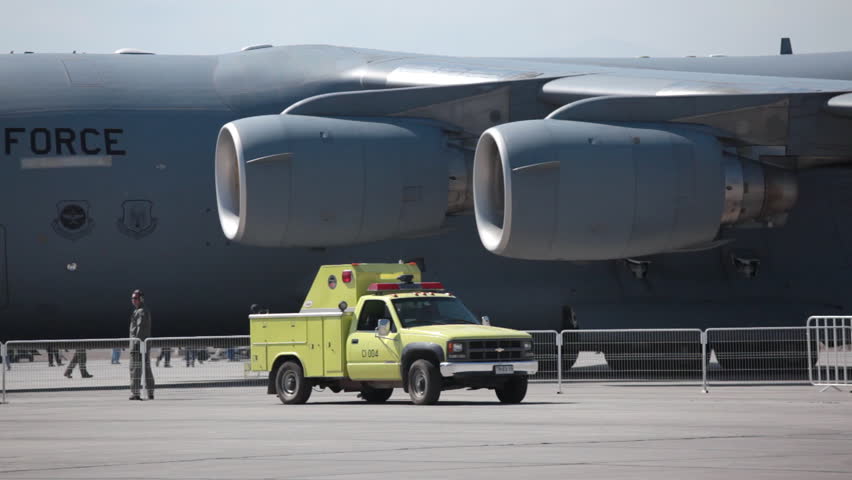 SANTIAGO, CHILE - MARCH 25: Large military transport plane US Air Force C-17 Globemaster jet getting ready for departure March 25, 2010 in Santiago, Chile