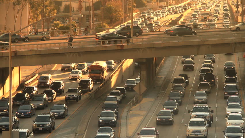 Los Angeles Rush Hour with Overpass Traffic
