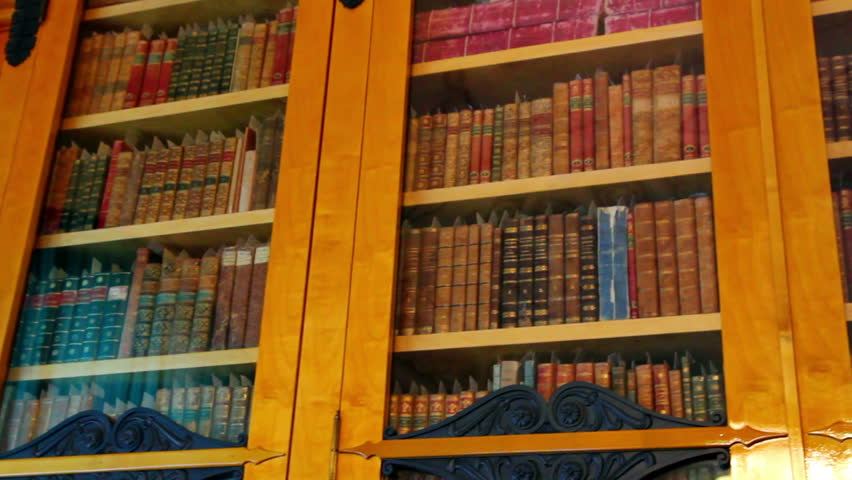bookshelves with old books