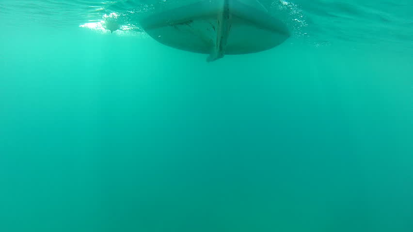 Underwater and boat

Description: Boat under the green water.

